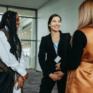 Businesswomen having a conversation at a BNI Networking Event